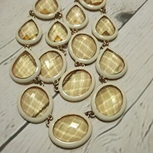Gold Tone & Amber Statement Bib Necklace Teardrops‎ & Ovals